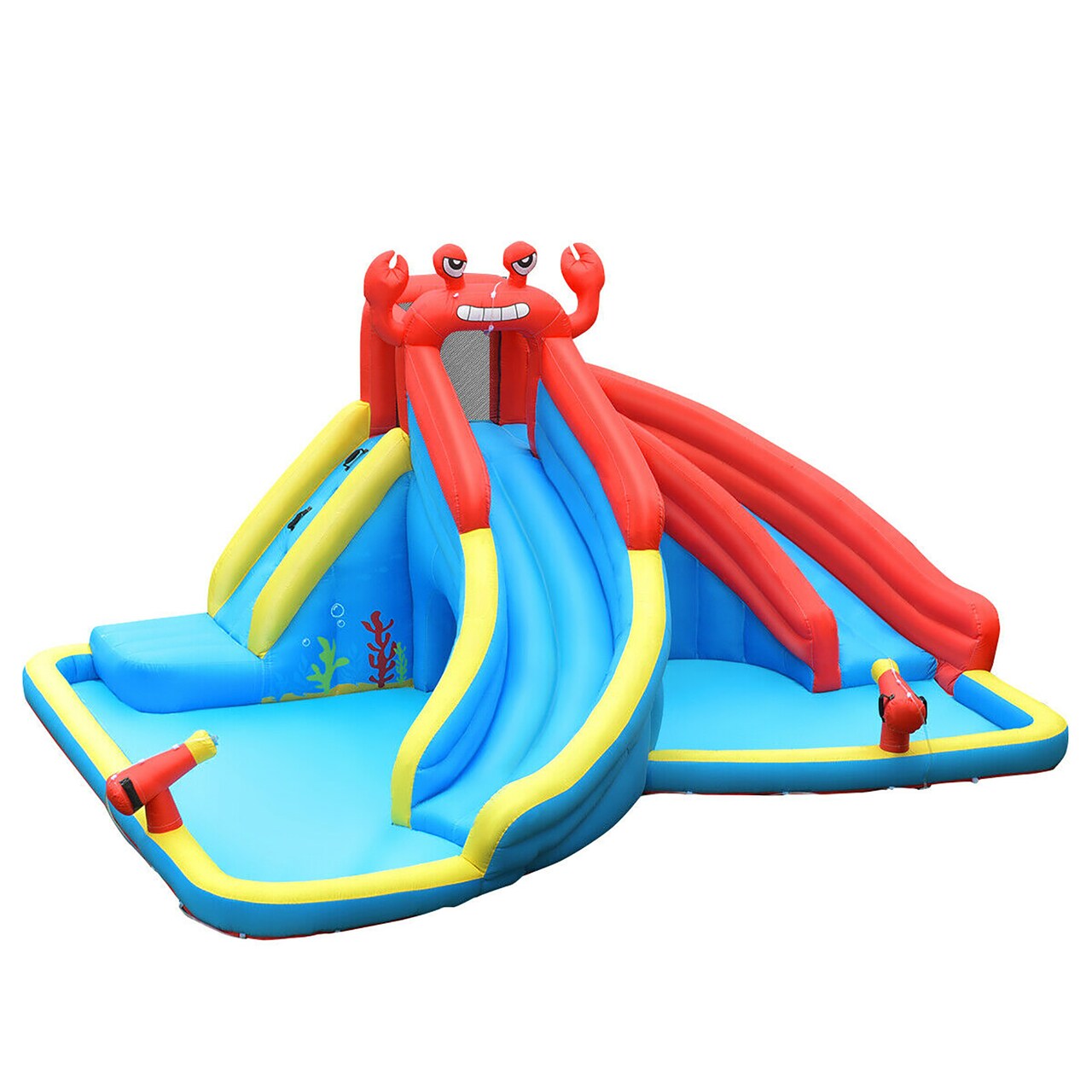 Costway Inflatable Water Slide Crab Dual Slide Bounce House Splash Pool Without Blower